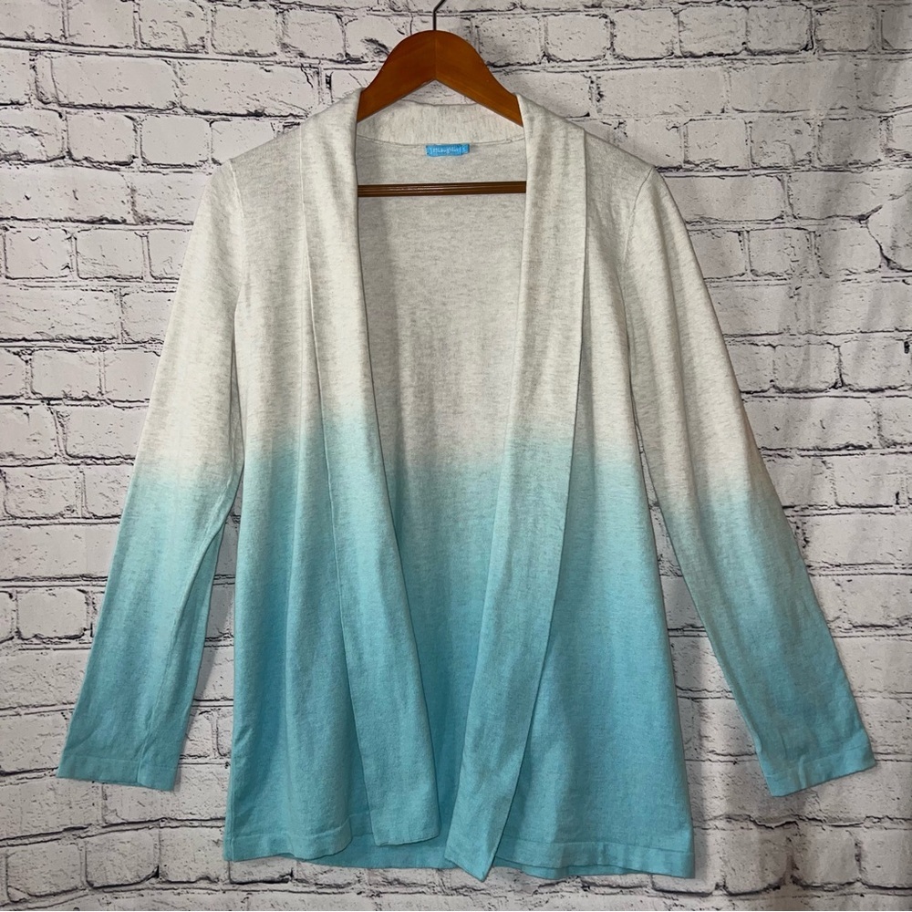 J. McLaughlin Ombré Cotton Open Front Lightweight Cardigan Sweater Size Medium